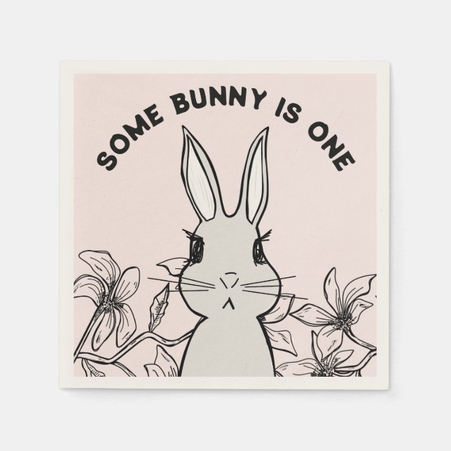 Spring Bunny First Birthday Napkin (Front)