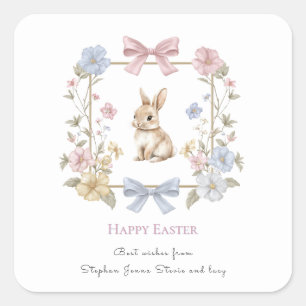 Spring Bunny Floral Wreath Easter Sticker