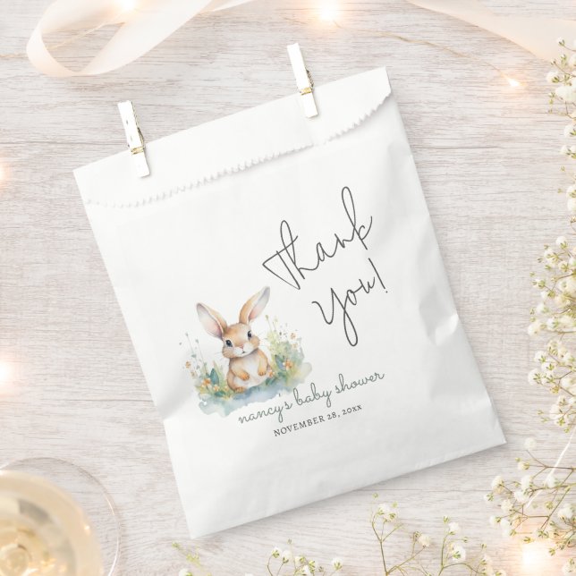 Spring Bunny Gender Neutral Thank You Favour Bags (Clipped)