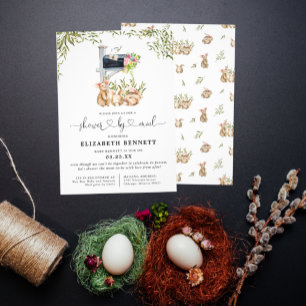 Spring Bunny Greenery   Baby Shower by Mail Invitation