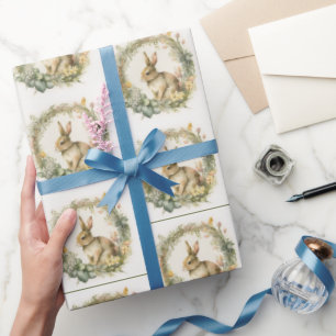 Spring Bunny In Wreath Wrapping Paper