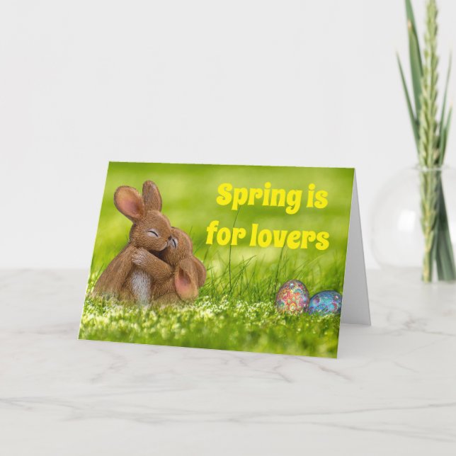 Spring Bunny Lovers Card (Front)