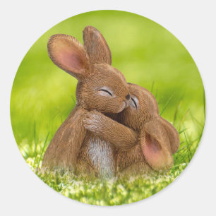 Spring Bunny Lovers Classic Round Sticker