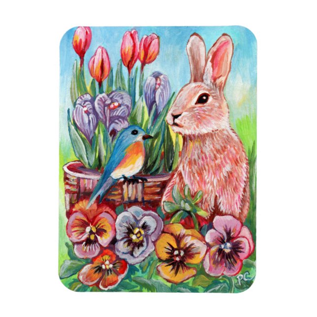 Spring Bunny Magnet (Vertical)
