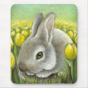 Spring bunny mouse mat