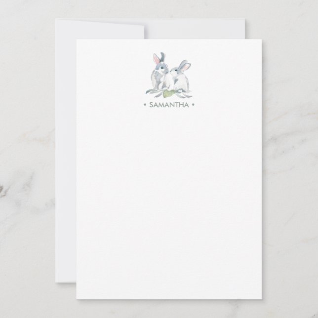 Spring Bunny Personalized Stationery Card (Front)
