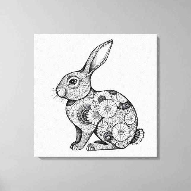 spring bunny sketch  canvas print (Front)