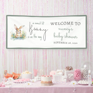 Spring Bunny Watercolor Baby Shower Welcome Banner