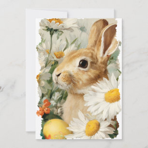 Spring Bunny with Daisies Realistic Easter Card