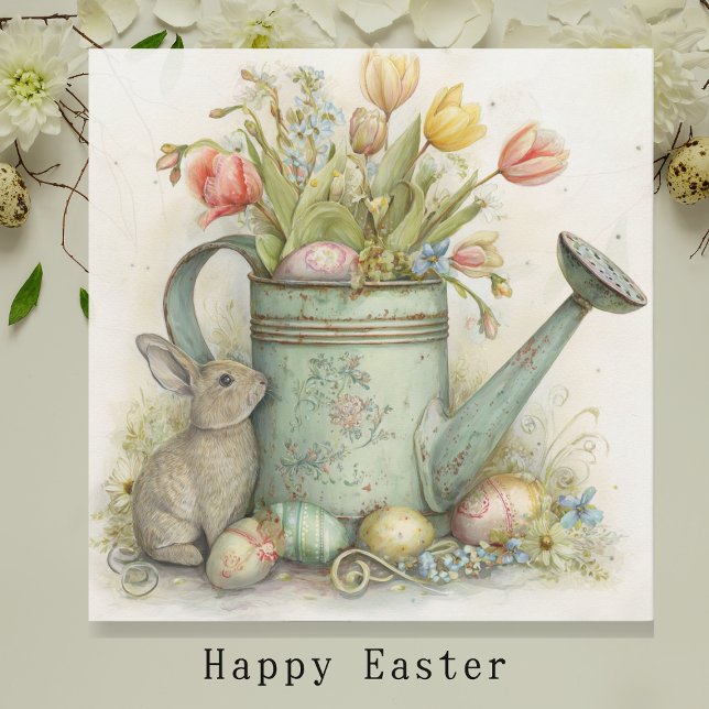 Spring Bunny with Vintage Watering Can & Tulips  (Creator Uploaded)