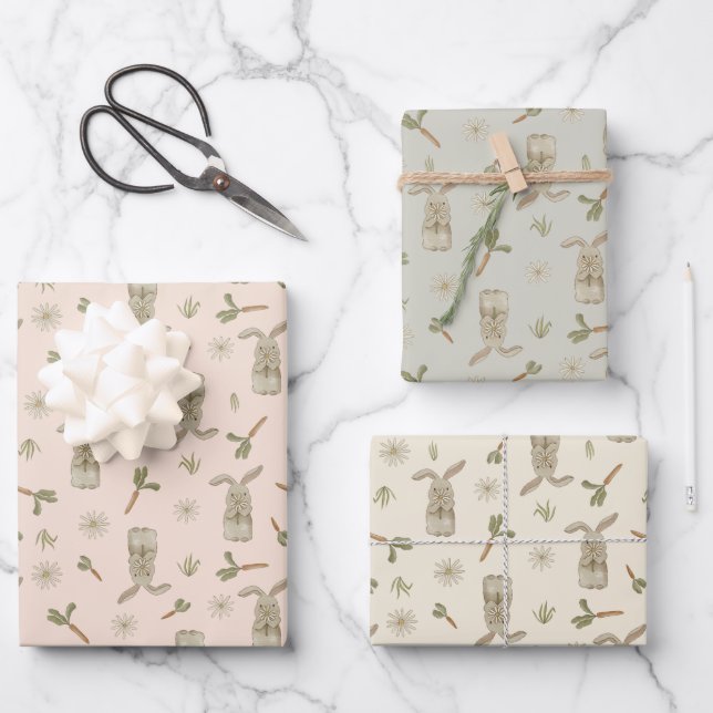 Spring Bunny  Wrapping Paper Sheet (Front)