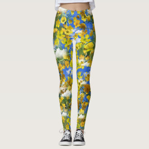 Spring Butercup flowers in the clouds Leggings
