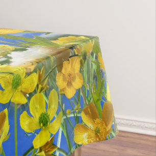 Spring Butercup flowers in the clouds Tablecloth