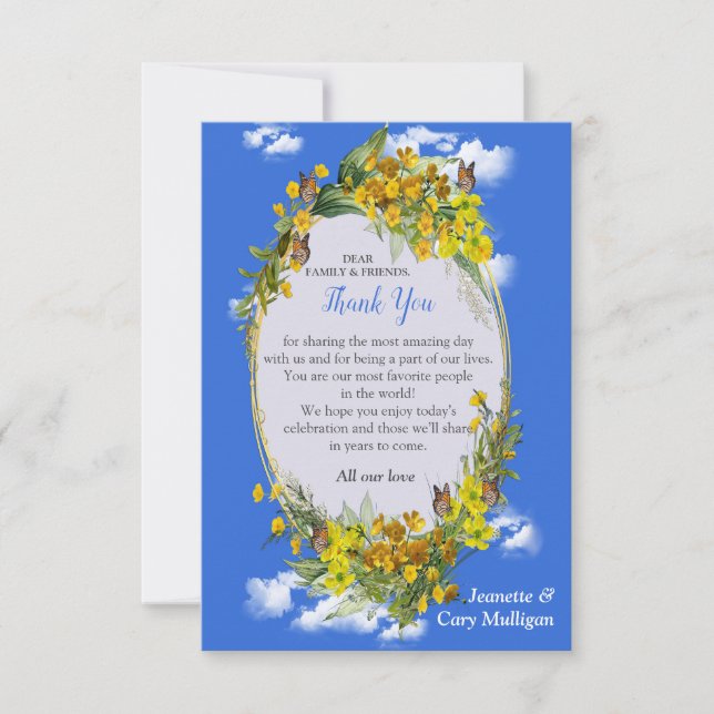 Spring Buttercup Flowers Thank You RSVP Card (Front)