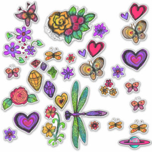 Spring Butterflies And Flowers Sticker Set