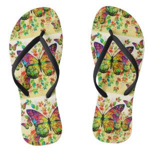 SPRING BUTTERFLIES COLORFUL NATURE FLIP FLOPS