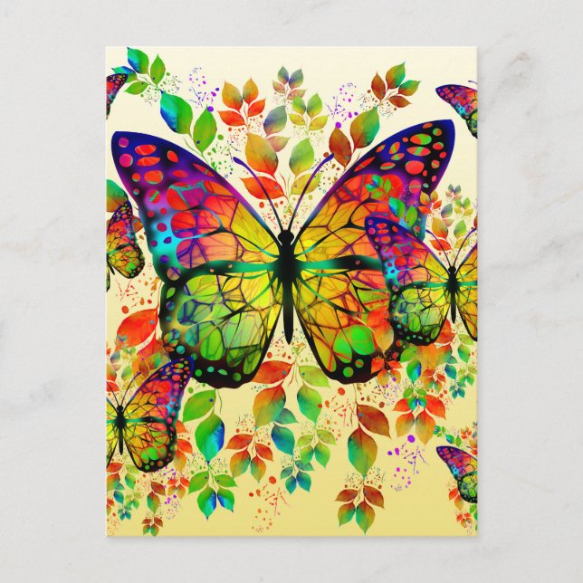 SPRING BUTTERFLIES COLORFUL NATURE POSTCARD (Front)