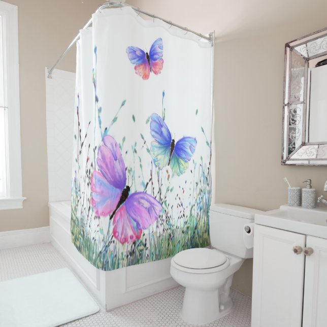 Spring Butterflies Shower Curtain (In Situ)