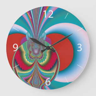 Spring Butterfly Abstract Colour Burst Art Large Clock