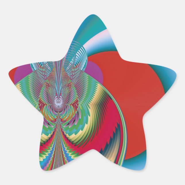 Spring Butterfly Abstract Colour Burst Art Star Sticker (Front)