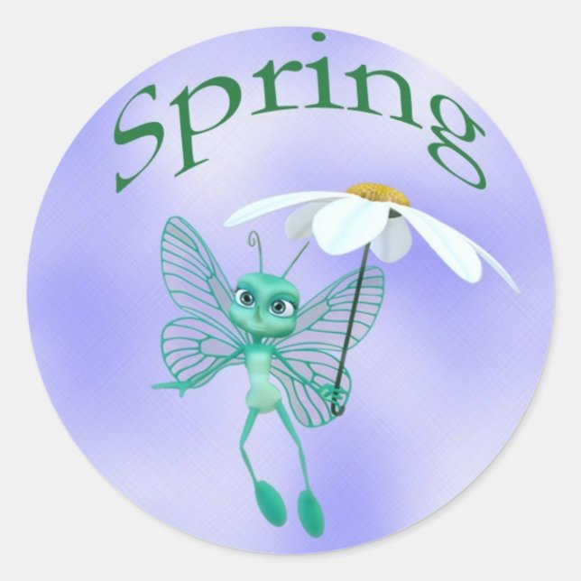 Spring Butterfly Classic Round Sticker (Front)