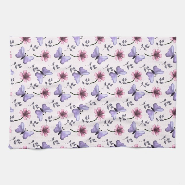 Spring Butterfly Floral Gift   Tea Towel (Horizontal)