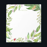 Spring Butterfly Garden | Add Your Own Monogram Notepad<br><div class="desc">The soft flutter of a little ladybug settling quietly onto a green garden vine with a happy butterfly perched on the leaves above. Spring garden florals and vines run along the edges of these stunning monogrammed desk note pads. They're personalized near the top with your name, a very short quote...</div>
