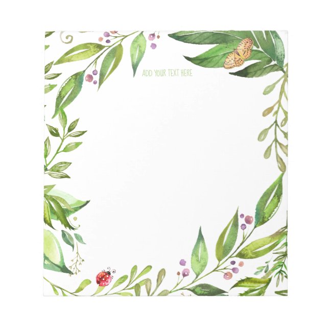 Spring Butterfly Garden | Add Your Own Monogram Notepad (Front)