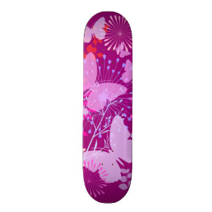 Spring Butterfly Garden Vibrant Purple Pink Girly Skateboard