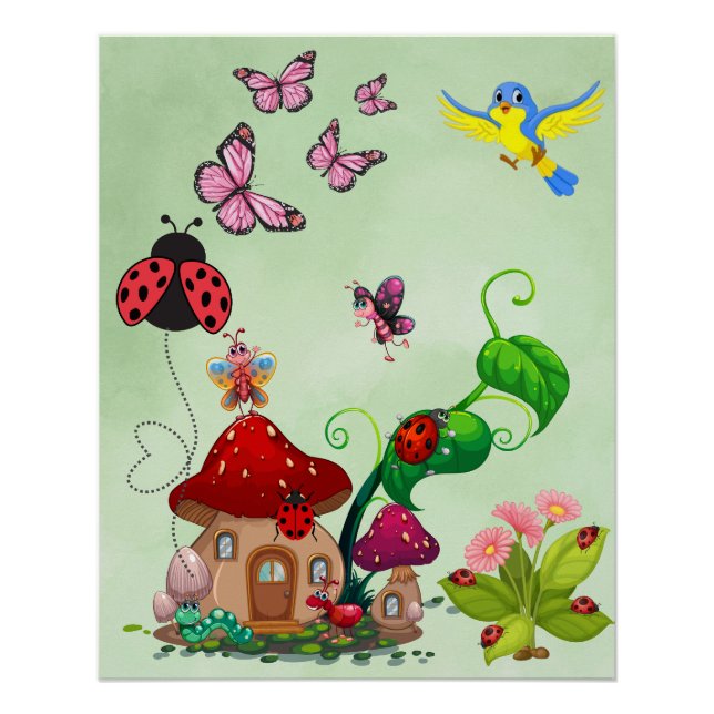 Spring Butterfly Wildflower Meadow Poster (Front)