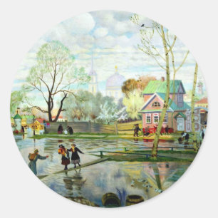 Spring by Boris Kustodiev Classic Round Sticker