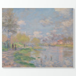 Spring by the Seine by Claude Monet Wrapping Paper<br><div class="desc">Spring by the Seine by Claude Monet, oil on canvas 1875, is a landscape painting of pedestrians strolling on the banks of the River Seine in Paris, the warm green leaves of budding trees and puffy white clouds in the pale blue sky of a warm, sunny day reflected in the...</div>