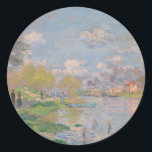 Spring by the Seine by Monet Impressionist Classic Round Sticker<br><div class="desc">Impressionist Painting by Monet - Classic Masterpieces - Monet's Impressionist Painting Series - Spring by the Seine by Monet</div>