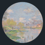 Spring by the Seine by Monet Impressionist Classic Round Sticker<br><div class="desc">Impressionist Painting by Monet - Classic Masterpieces - Monet's Impressionist Painting Series - Spring by the Seine by Monet</div>
