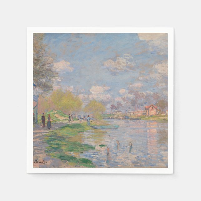 Spring by the Seine by Monet Impressionist Napkin (Front)