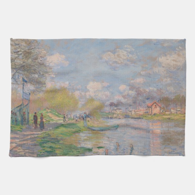 Spring by the Seine by Monet Impressionist Tea Towel (Horizontal)