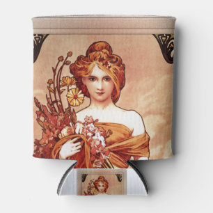 Spring c1900 Top Two Thirds by Alphonse Mucha Can Cooler