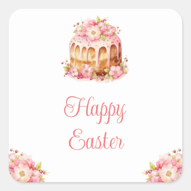 Spring Cake Easter Brunch Square Sticker (Front)