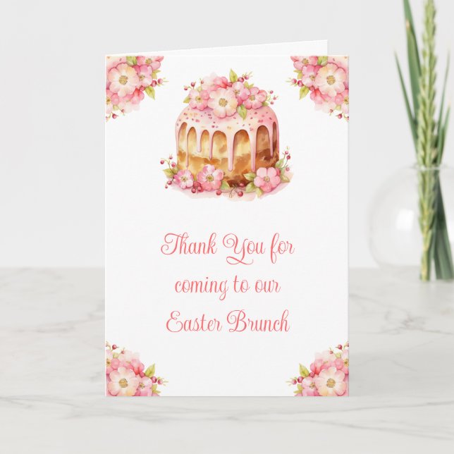 Spring Cake Easter Brunch Thank You Card (Front)