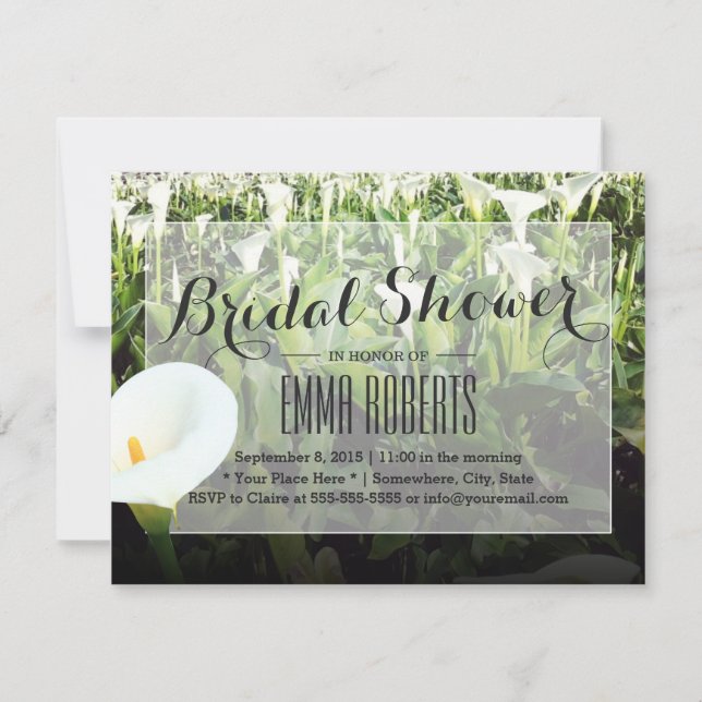 Spring Calla Lily Field Bridal Shower Invitation (Front)