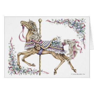 Spring Carousel Horse Card