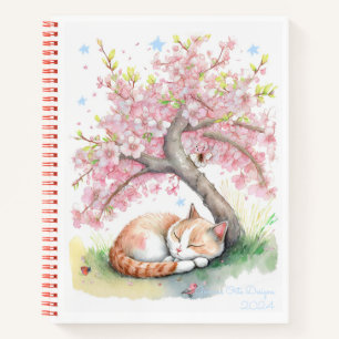Spring cat bullet journal Spiral Notebook