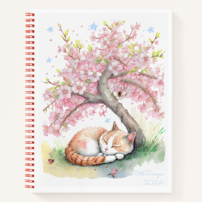 Spring cat bullet journal  Spiral Notebook (Front)