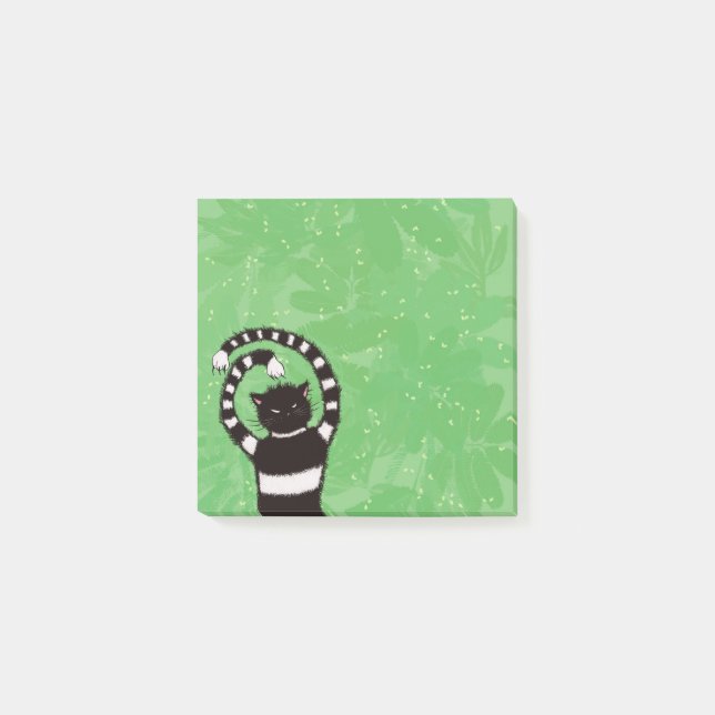 Spring Cat Lover Evil Kitty Green Post-it Notes (Front)
