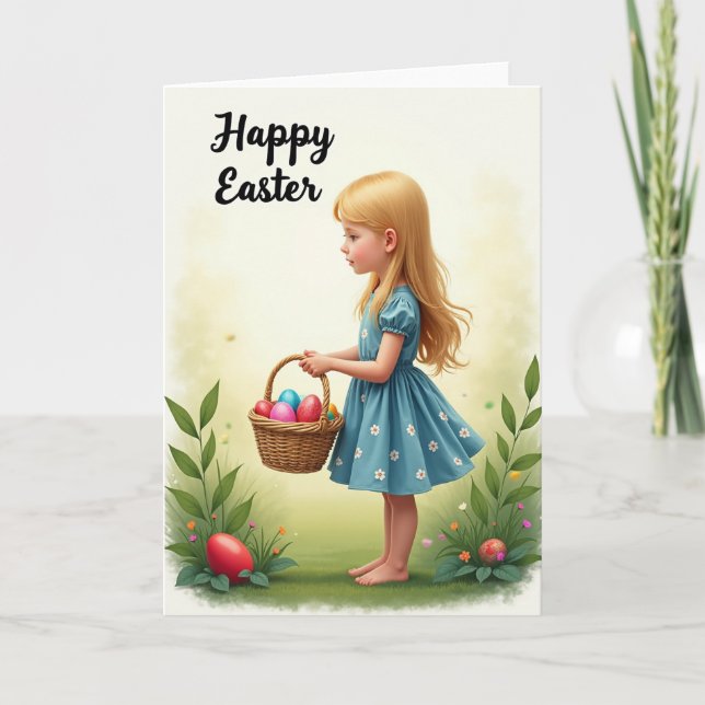 Spring Celebration Girl Egg Hunt Card (Front)
