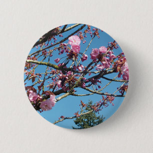 spring cherry blossom 6 cm round badge