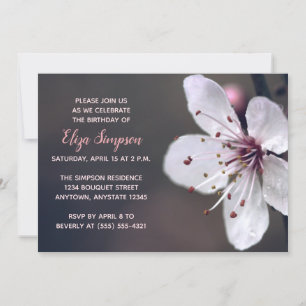 Spring Cherry Blossom Birthday Party Invitations