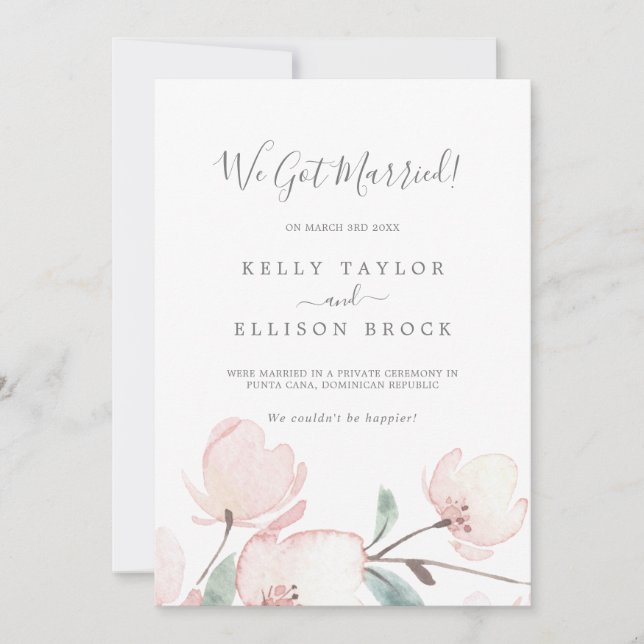 Spring Cherry Blossom Elopement Announcement (Front)