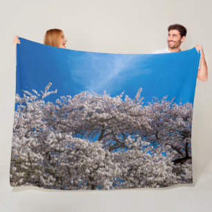 Spring Cherry Blossom Fleece Blanket