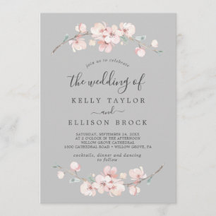 Spring Cherry Blossom Grey The Wedding Of Invitation